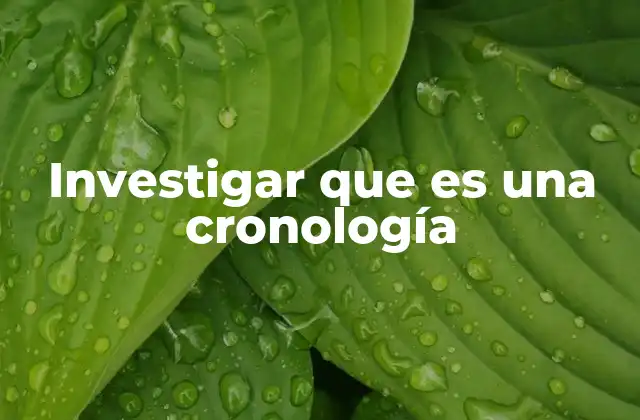 Investigar que es una Cronología