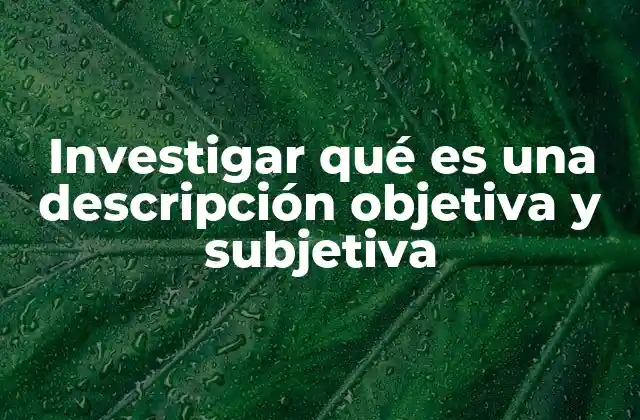 Investigar Qué es una Descripción Objetiva y Subjetiva