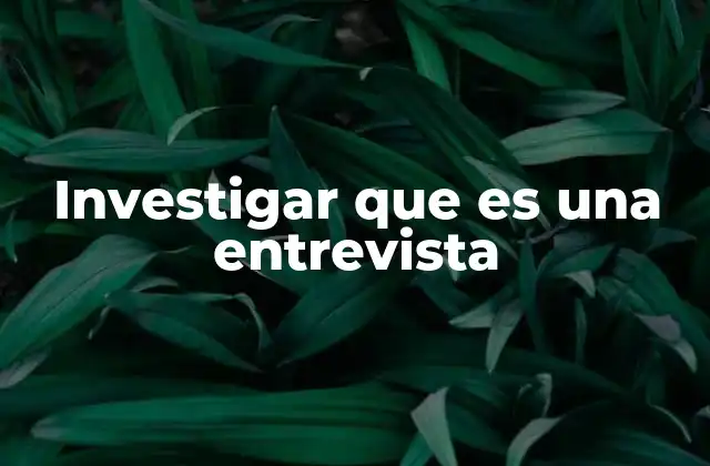 Investigar que es una Entrevista