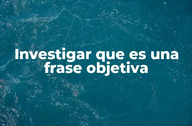 Investigar que es una Frase Objetiva