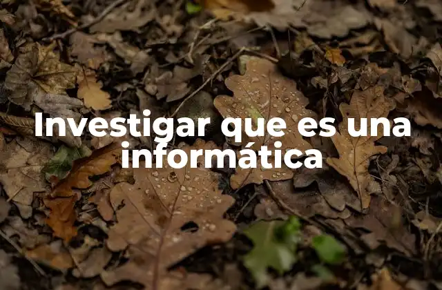 Investigar que es una Informática