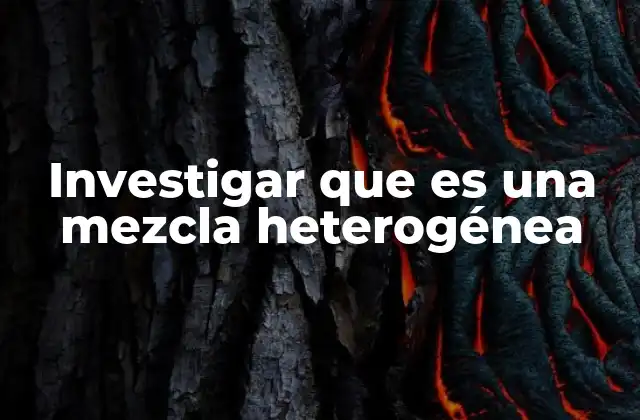 Investigar que es una Mezcla Heterogénea