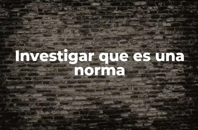 Investigar que es una Norma