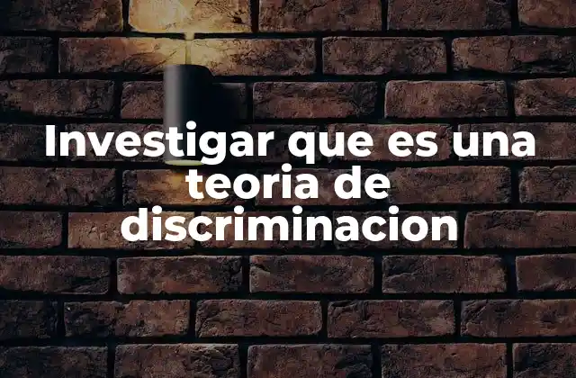 Investigar que es una Teoria de Discriminacion