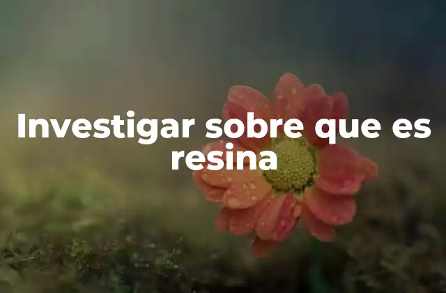 Investigar sobre que es Resina