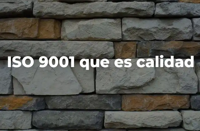 Iso 9001 que es Calidad