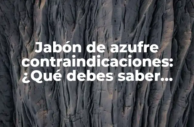 Jabón de Azufre Contraindicaciones: ¿qué Debes Saber Antes de Usarlo?
