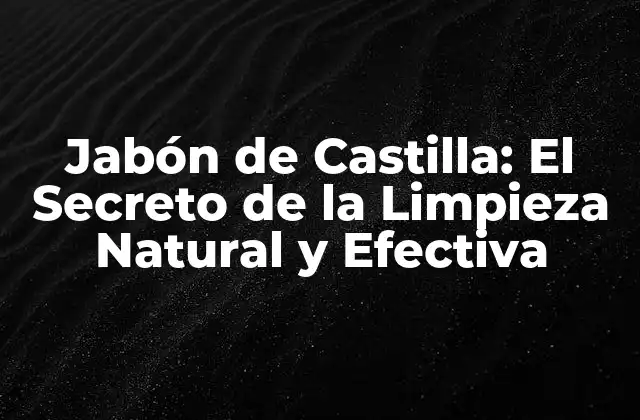 Jabón de Castilla: el Secreto de la Limpieza Natural y Efectiva