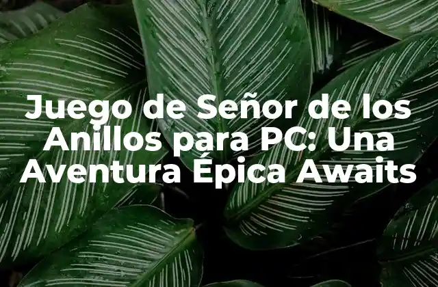 Juego de Señor de los Anillos para Pc: una Aventura Épica Awaits