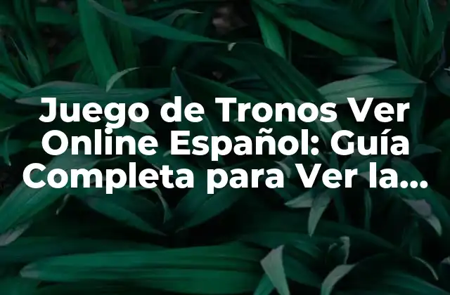 Juego de Tronos Ver Online Español: Guía Completa para Ver la Serie