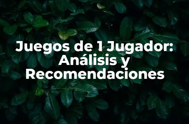 Juegos de 1 Jugador: Análisis y Recomendaciones