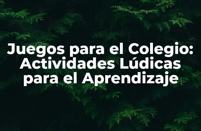 Juegos para el Colegio: Actividades Lúdicas para el Aprendizaje