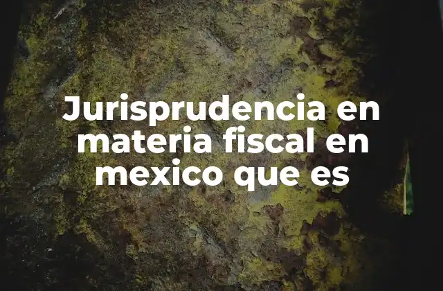 Jurisprudencia en Materia Fiscal en Mexico que es