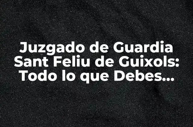 Juzgado de Guardia Sant Feliu de Guixols: Todo Lo que Debes Saber