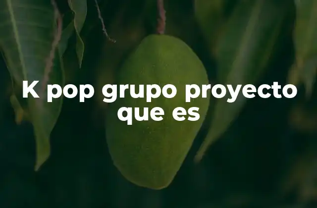 K Pop Grupo Proyecto que es