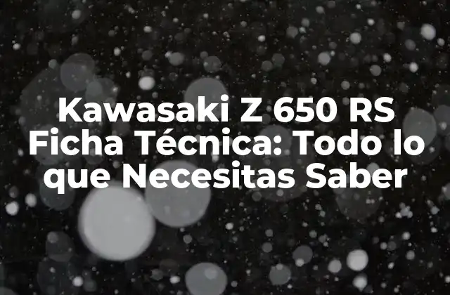 Kawasaki Z 650 Rs Ficha Técnica: Todo Lo que Necesitas Saber