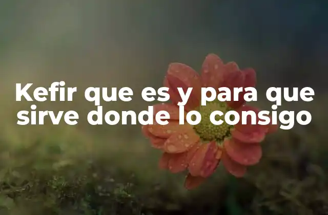 Kefir que es y para que Sirve Donde Lo Consigo