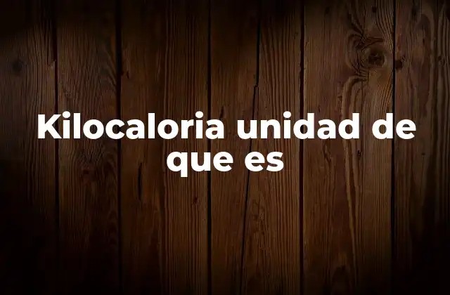 Kilocaloria Unidad de que es