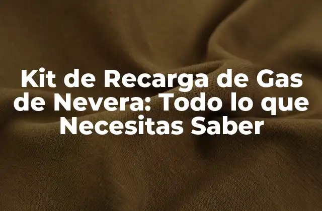 Kit de Recarga de Gas de Nevera: Todo Lo que Necesitas Saber