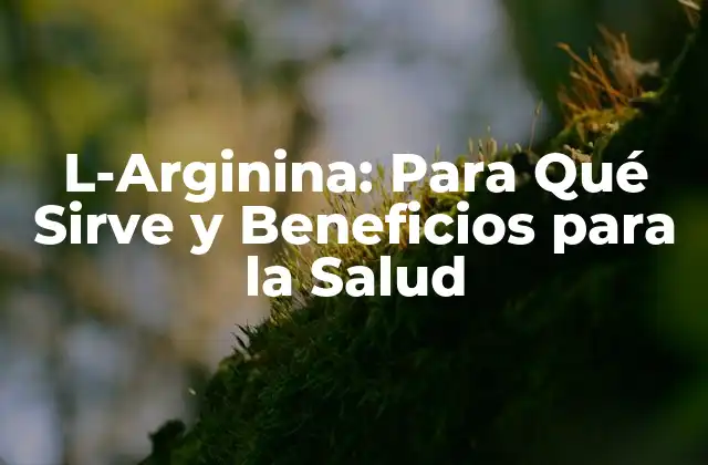 L-arginina: para Qué Sirve y Beneficios para la Salud