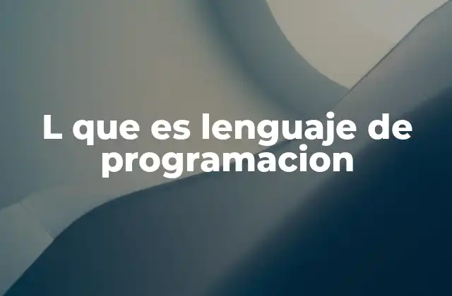 L que es Lenguaje de Programacion