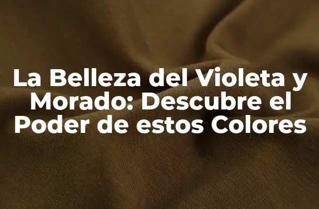 La Belleza Del Violeta y Morado: Descubre el Poder de Estos Colores
