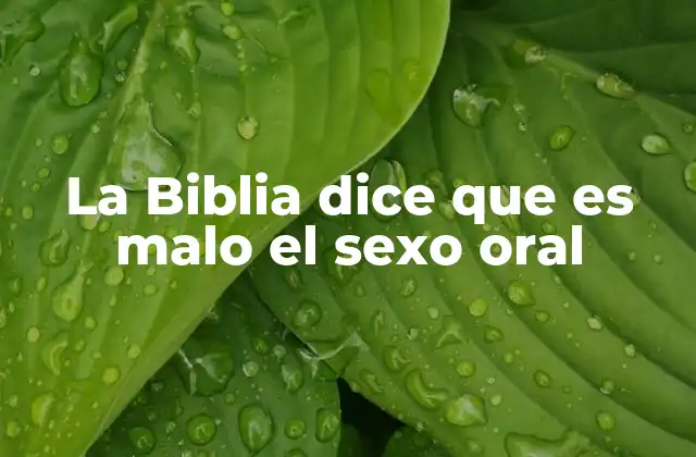 La Biblia Dice que es Malo el Sexo Oral