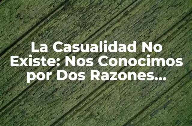 La Casualidad No Existe: Nos Conocimos por Dos Razones, Descubre Cómo