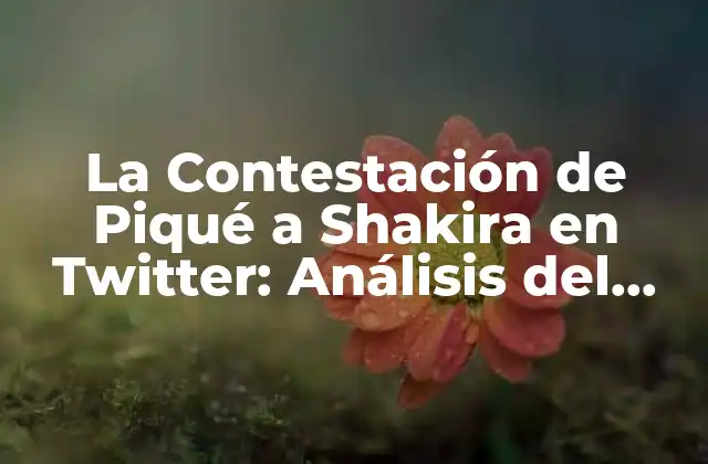 La Contestación de Piqué a Shakira en Twitter: Análisis Del Escándalo en las Redes Sociales