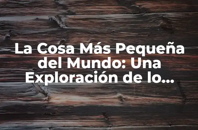 La Cosa Más Pequeña Del Mundo: una Exploración de Lo Mínimo