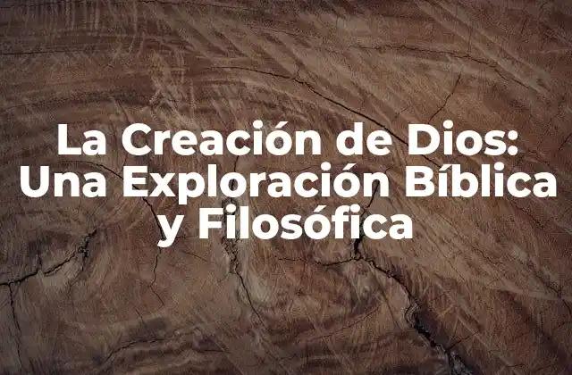 La Creación de Dios: una Exploración Bíblica y Filosófica