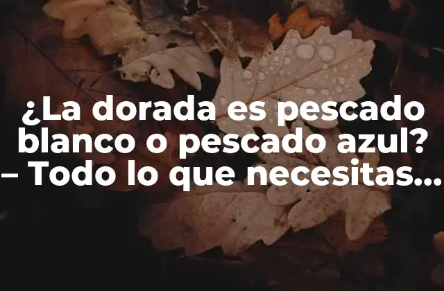 ¿la Dorada es Pescado Blanco o Pescado Azul? – Todo Lo que Necesitas Saber