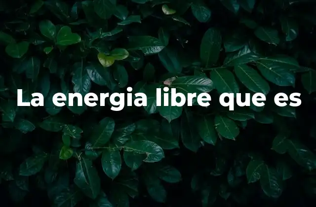 La Energia Libre que es