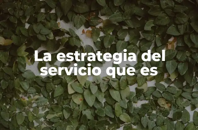 La Estrategia Del Servicio que es