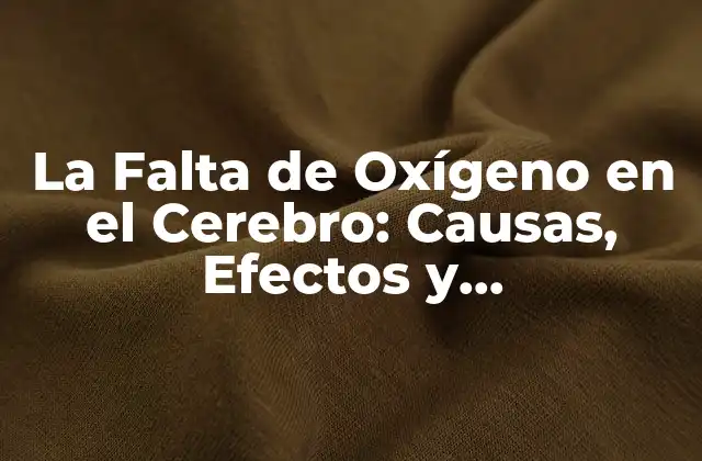 La Falta de Oxígeno en el Cerebro: Causas, Efectos y Consecuencias