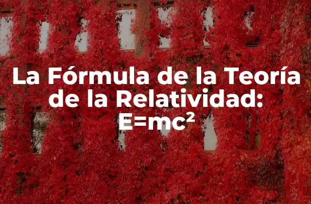 La Fórmula de la Teoría de la Relatividad: E=mc²
