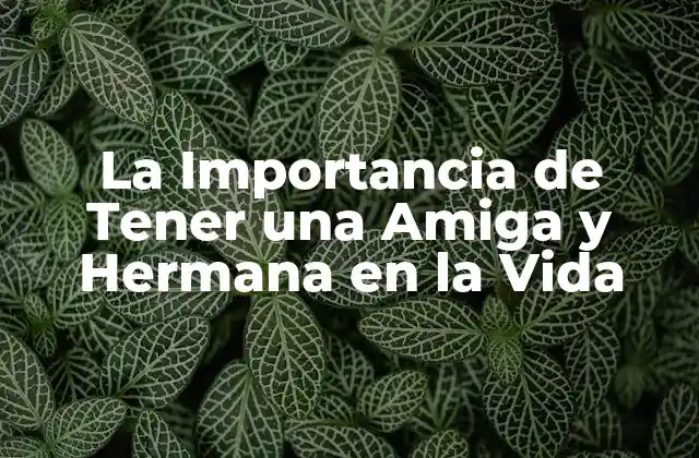La Importancia de Tener una Amiga y Hermana en la Vida
