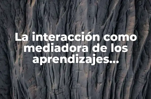 La Interacción como Mediadora de los Aprendizajes Significativos que es