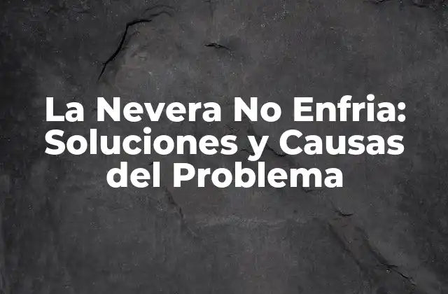 ¿Por qué la Nevera No Enfria?