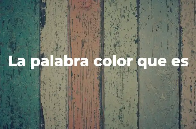 La Palabra Color que es