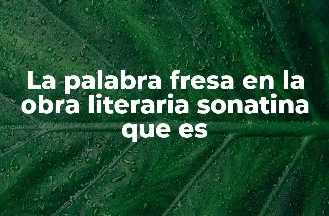 La Palabra Fresa en la Obra Literaria Sonatina que es