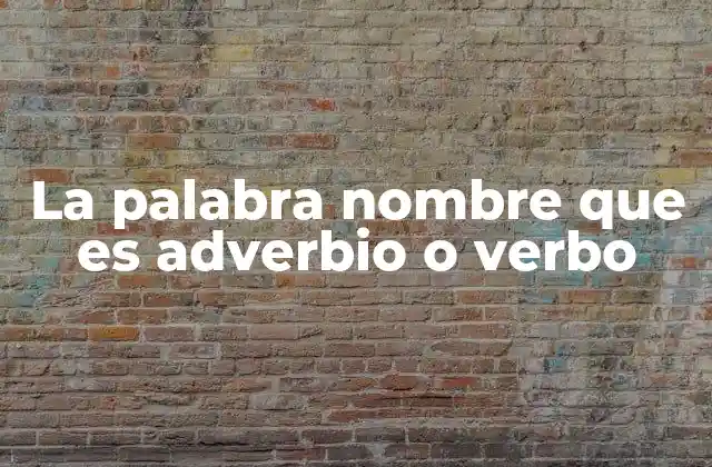 La Palabra Nombre que es Adverbio o Verbo