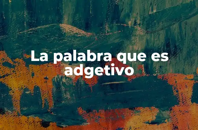 La Palabra que es Adgetivo