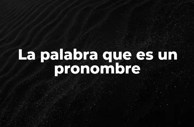 La Palabra que es un Pronombre