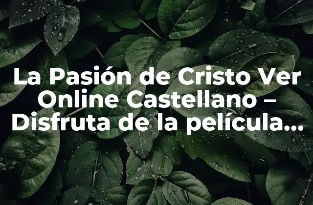 La Pasión de Cristo Ver Online Castellano – Disfruta de la Película Completa en Línea