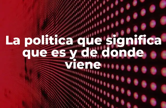 La Politica que Significa que es y de Donde Viene