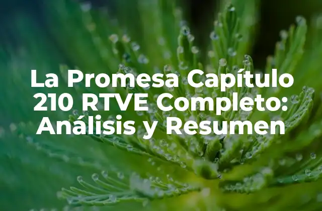 La Promesa Capítulo 210 Rtve Completo: Análisis y Resumen 2 Análisis de la Trama del Capítulo 210 de La Promesa