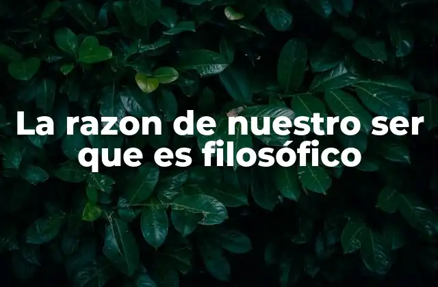 La Razon de Nuestro Ser que es Filosófico