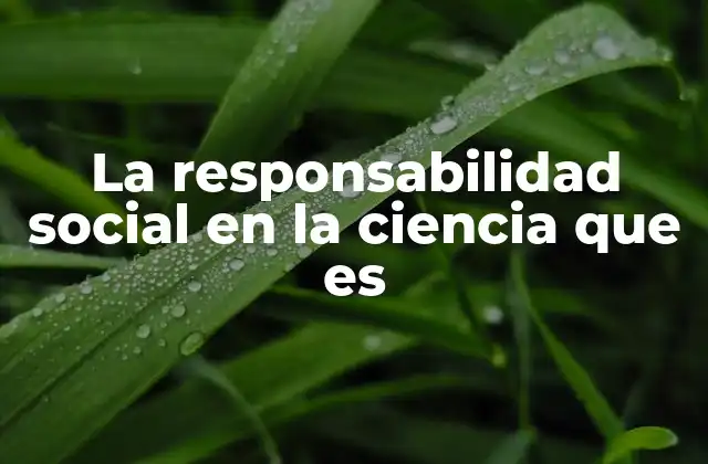 La Responsabilidad Social en la Ciencia que es