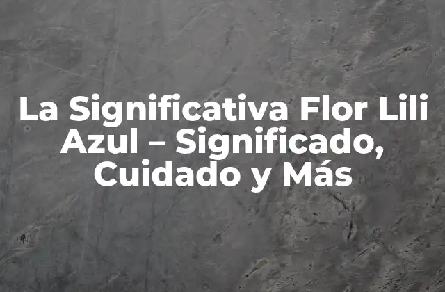 La Significativa Flor Lili Azul – Significado, Cuidado y Más